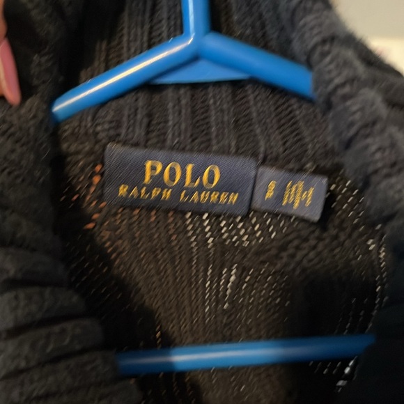 Ralph Lauren cable knit navy blue full zip with red detail. - Picture 4 of 4